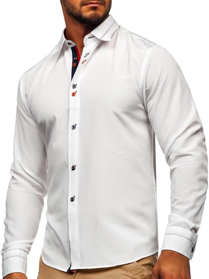 Camicia elegante a manica lunga da uomo bianca Bolf 5826