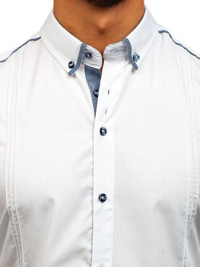 Camicia elegante a manica lunga da uomo bianca Bolf 8821