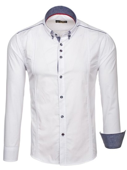 Camicia elegante a manica lunga da uomo bianca Bolf 8821