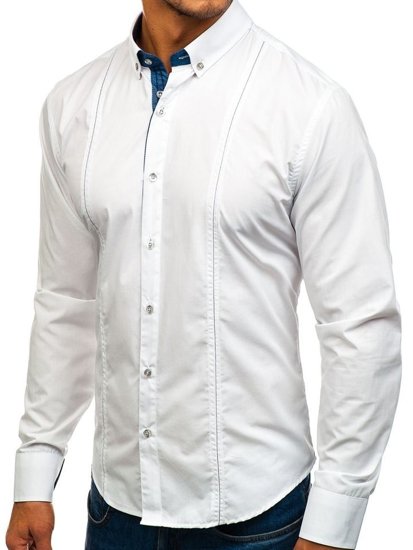 Camicia elegante a manica lunga da uomo bianca Bolf 8822