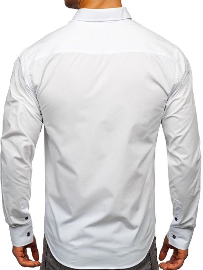 Camicia elegante a manica lunga da uomo bianco Bolf 8838-1