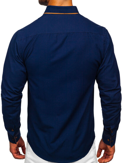 Camicia elegante a manica lunga da uomo blu Bolf 3703