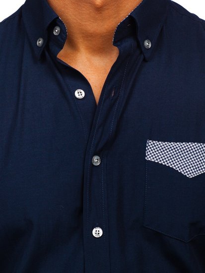 Camicia elegante a manica lunga da uomo blu Bolf 4711