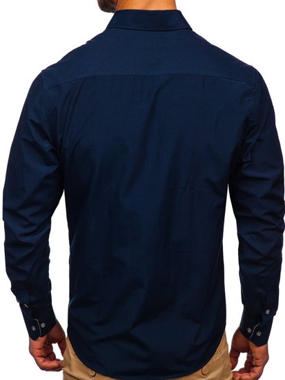 Camicia elegante a manica lunga da uomo blu Bolf 4711