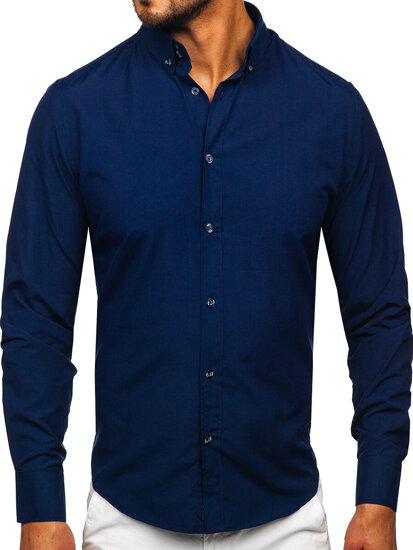 Camicia elegante a manica lunga da uomo blu Bolf 5821-1