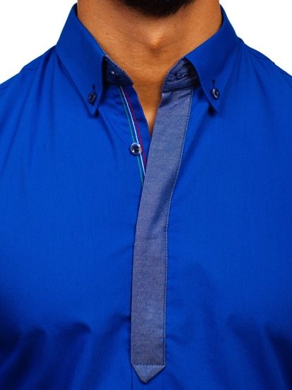 Camicia elegante a manica lunga da uomo bluette Bolf 3725