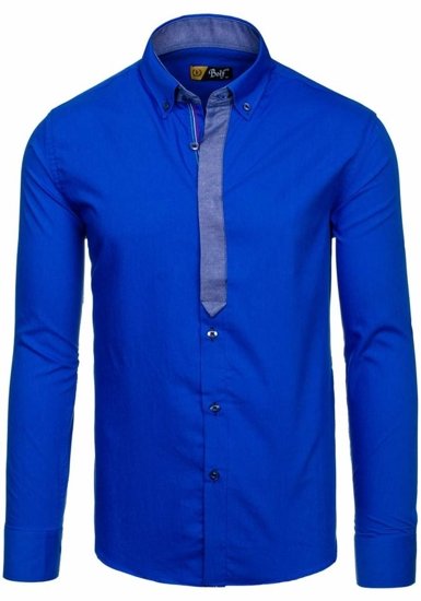 Camicia elegante a manica lunga da uomo bluette Bolf 3725