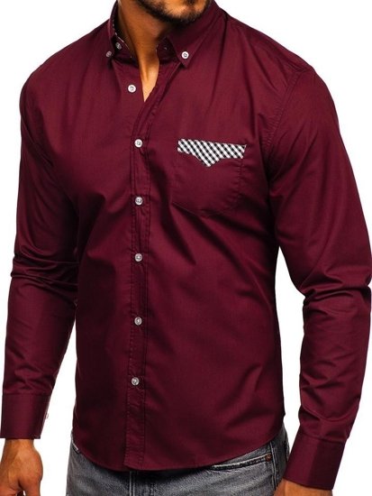 Camicia elegante a manica lunga da uomo bordò Bolf 4711