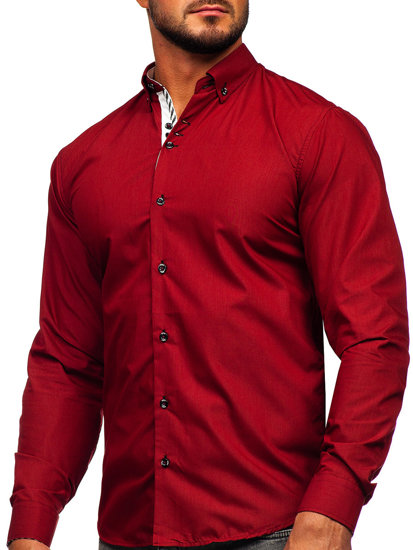 Camicia elegante a manica lunga da uomo bordò Bolf 5796-1