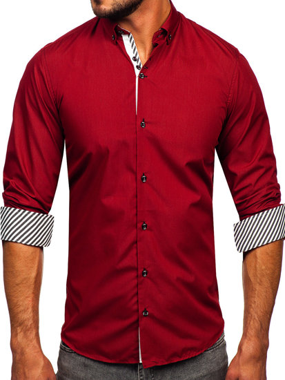 Camicia elegante a manica lunga da uomo bordò Bolf 5796-1