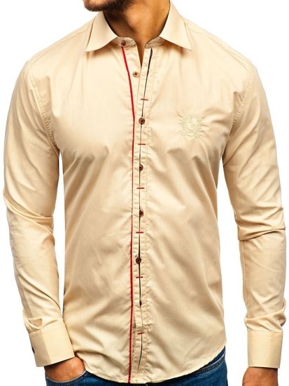 Camicia elegante a manica lunga da uomo cammello Bolf 1769