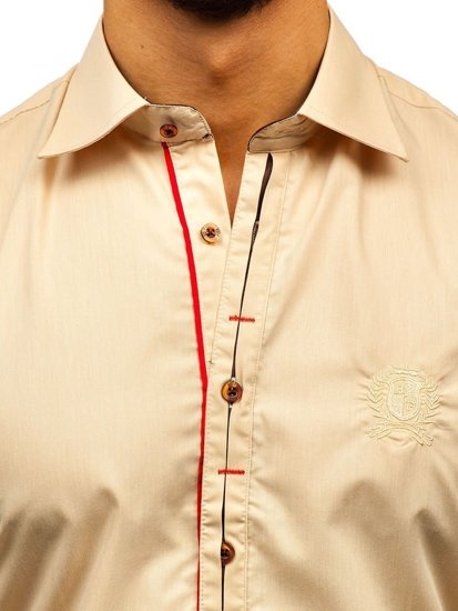 Camicia elegante a manica lunga da uomo cammello Bolf 1769