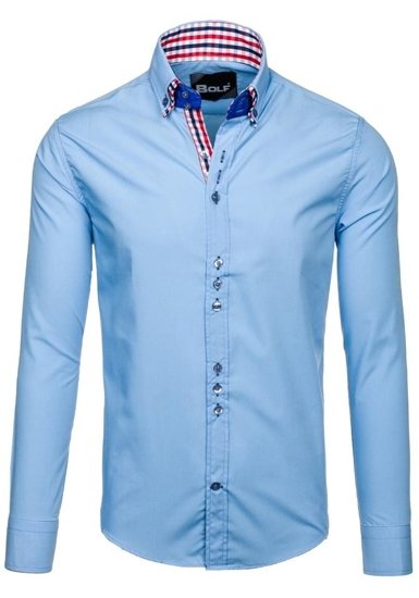 Camicia elegante a manica lunga da uomo celeste Bolf 0926