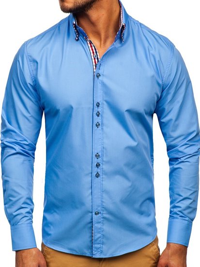 Camicia elegante a manica lunga da uomo celeste Bolf 0926