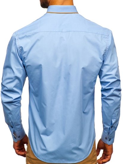 Camicia elegante a manica lunga da uomo celeste Bolf 4777