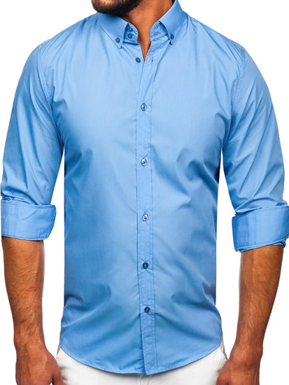 Camicia elegante a manica lunga da uomo celeste Bolf 5821-1