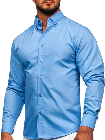 Camicia elegante a manica lunga da uomo celeste Bolf 5821-1