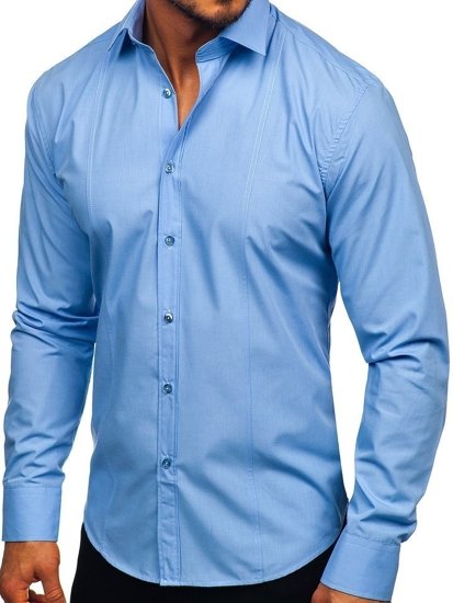 Camicia elegante a manica lunga da uomo celeste Bolf 6944