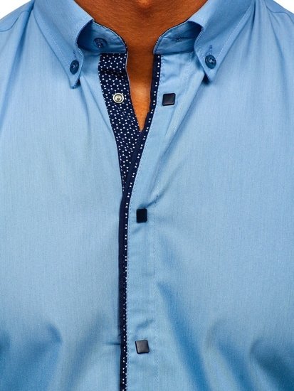 Camicia elegante a manica lunga da uomo celeste Bolf 7724