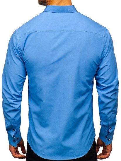 Camicia elegante a manica lunga da uomo celeste Bolf 8840-1