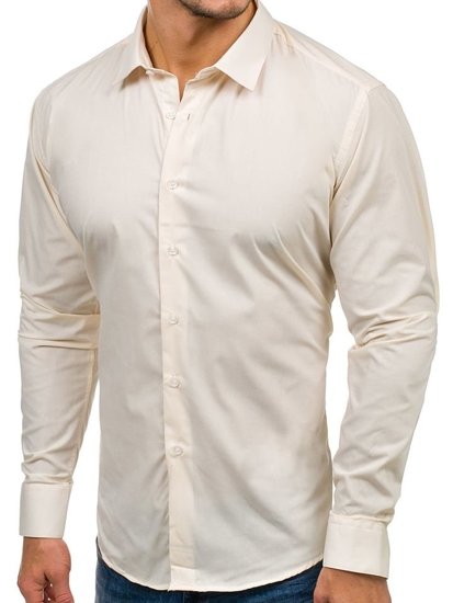 Camicia elegante a manica lunga da uomo ecru Bolf TS100