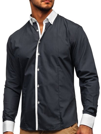 Camicia elegante a manica lunga da uomo grafite Bolf 2782