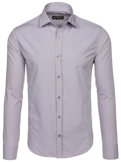 Camicia elegante a manica lunga da uomo grigia Bolf 1703