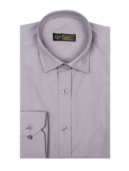 Camicia elegante a manica lunga da uomo grigia Bolf 1703