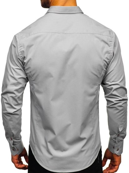 Camicia elegante a manica lunga da uomo grigia Bolf 1703