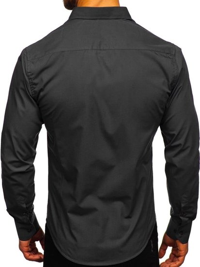 Camicia elegante a manica lunga da uomo nera Bolf 1703