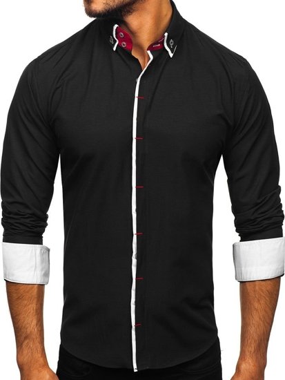 Camicia elegante a manica lunga da uomo nera Bolf 2767-1