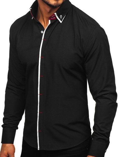 Camicia elegante a manica lunga da uomo nera Bolf 2767-1