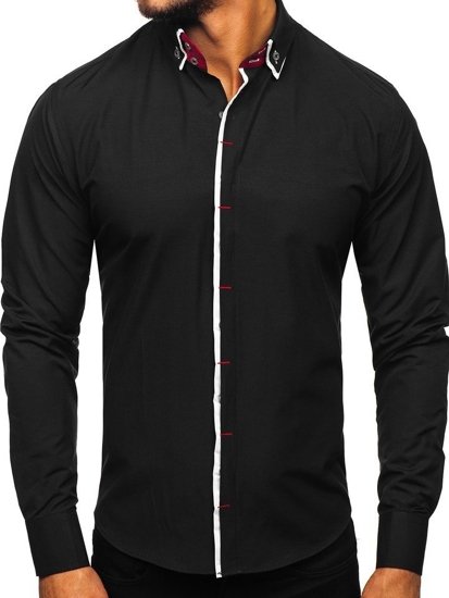 Camicia elegante a manica lunga da uomo nera Bolf 2767-1