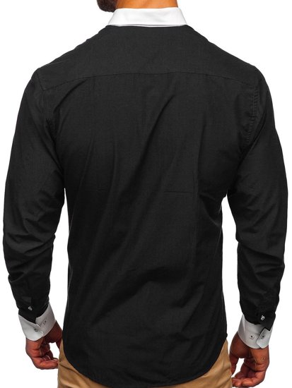 Camicia elegante a manica lunga da uomo nera Bolf 2782