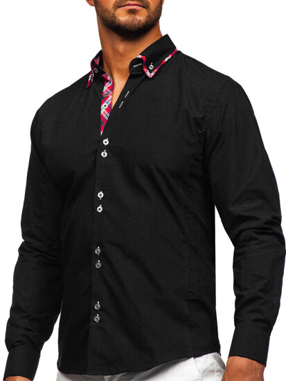 Camicia elegante a manica lunga da uomo nera Bolf 4704