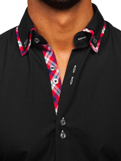 Camicia elegante a manica lunga da uomo nera Bolf 4704