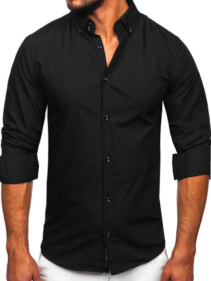 Camicia elegante a manica lunga da uomo nera Bolf 6928-5821-1