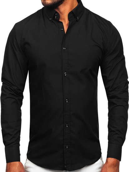 Camicia elegante a manica lunga da uomo nera Bolf 6928-5821-1