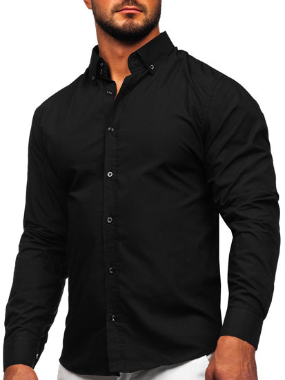 Camicia elegante a manica lunga da uomo nera Bolf 6928-5821-1