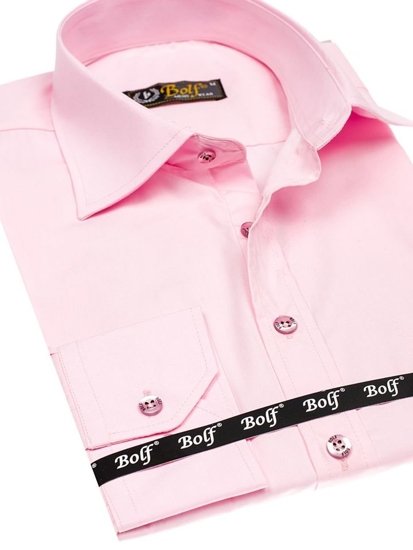 Camicia elegante a manica lunga da uomo rosa Bolf 1703