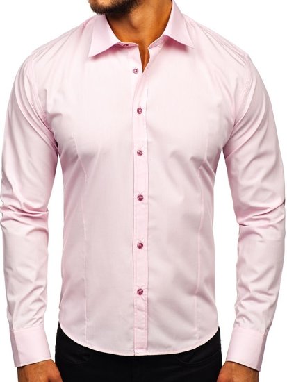 Camicia elegante a manica lunga da uomo rosa Bolf 1703