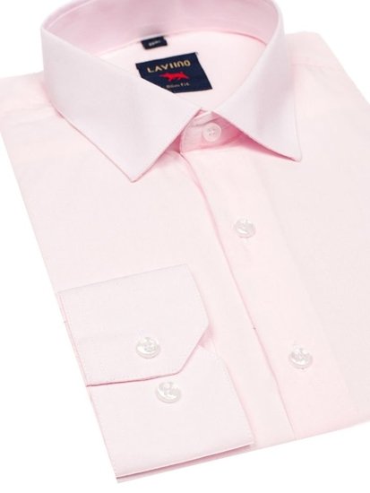 Camicia elegante a manica lunga da uomo rosa Bolf TS100