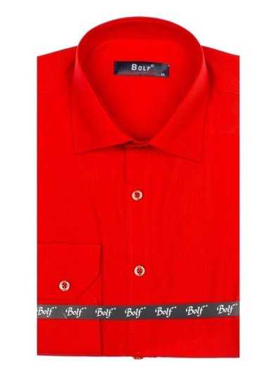 Camicia elegante a manica lunga da uomo rossa Bolf 1703