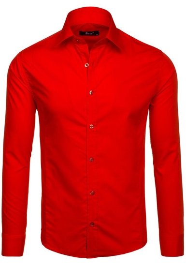 Camicia elegante a manica lunga da uomo rossa Bolf 1703