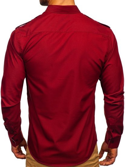 Camicia elegante a manica lunga da uomo rossa Bolf 1758