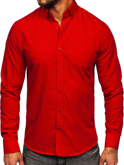 Camicia elegante a manica lunga da uomo rossa Bolf 5821-1