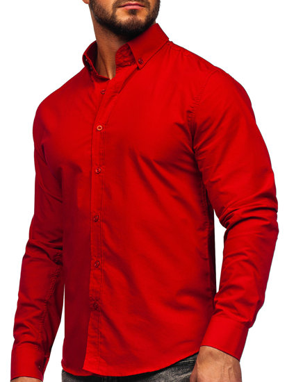 Camicia elegante a manica lunga da uomo rossa Bolf 5821-1