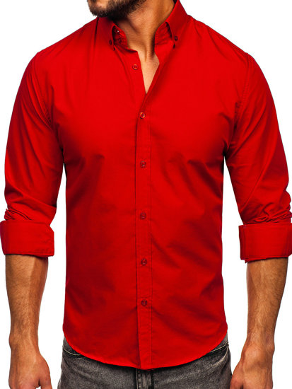 Camicia elegante a manica lunga da uomo rossa Bolf 5821-1