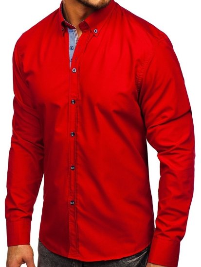 Camicia elegante a manica lunga da uomo rosso Bolf 8838-1