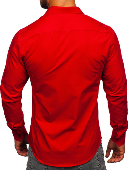 Camicia elegante a manica lunga da uomo rosso scura Bolf 1703